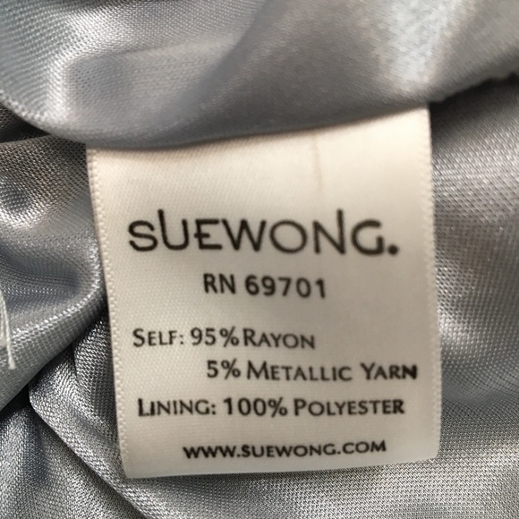 Sue Wong Y2K Beaded Silver Crocket Embellished  Ruffle Dress M - Picture 12 of 12